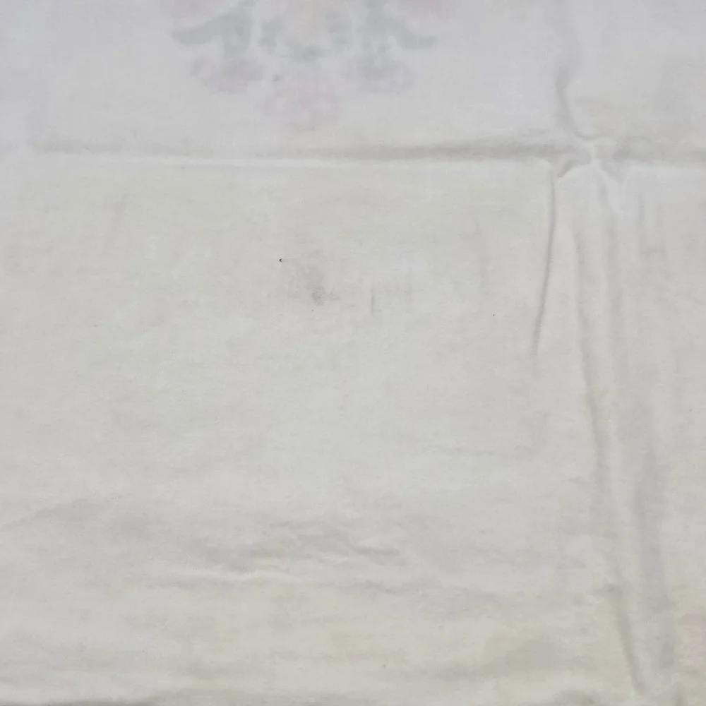 Vintage Pillowcase 90s Hand Embroidered Cream Floral Pink Purple Cottagecore Bed